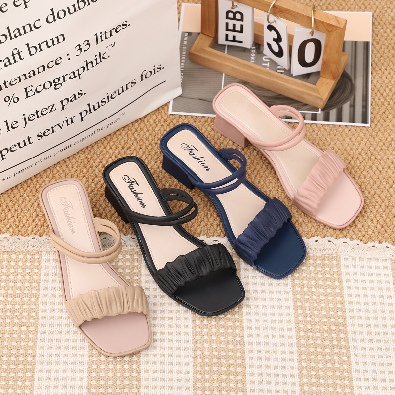 Dép sandal nữ quai nhún đi học, đi mưa, đi biển siêu bền chống trơn trượt đế bằng mùa hè Thegioigiay V311
