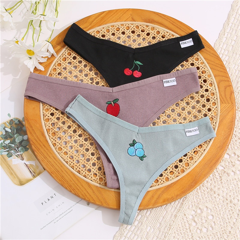 Take Talk Quần lót cotton mềm mại thêu hình trái cây size M-2XL