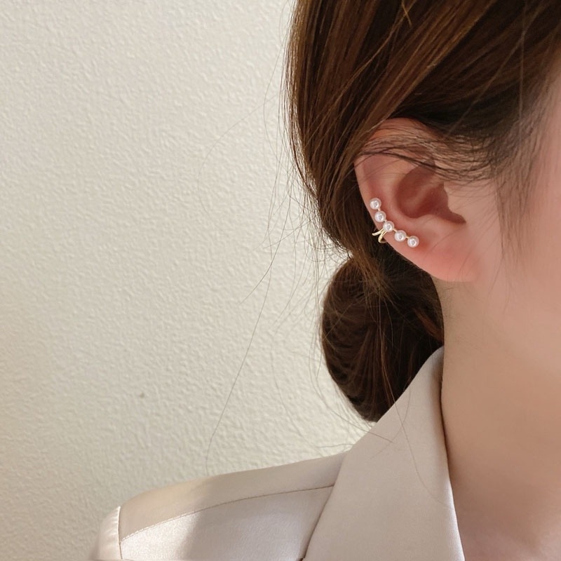 1 Khuyên Kẹp Vành Tai Đính Hạt Ngọc Trai Không Xỏ Dành Cho Nữ