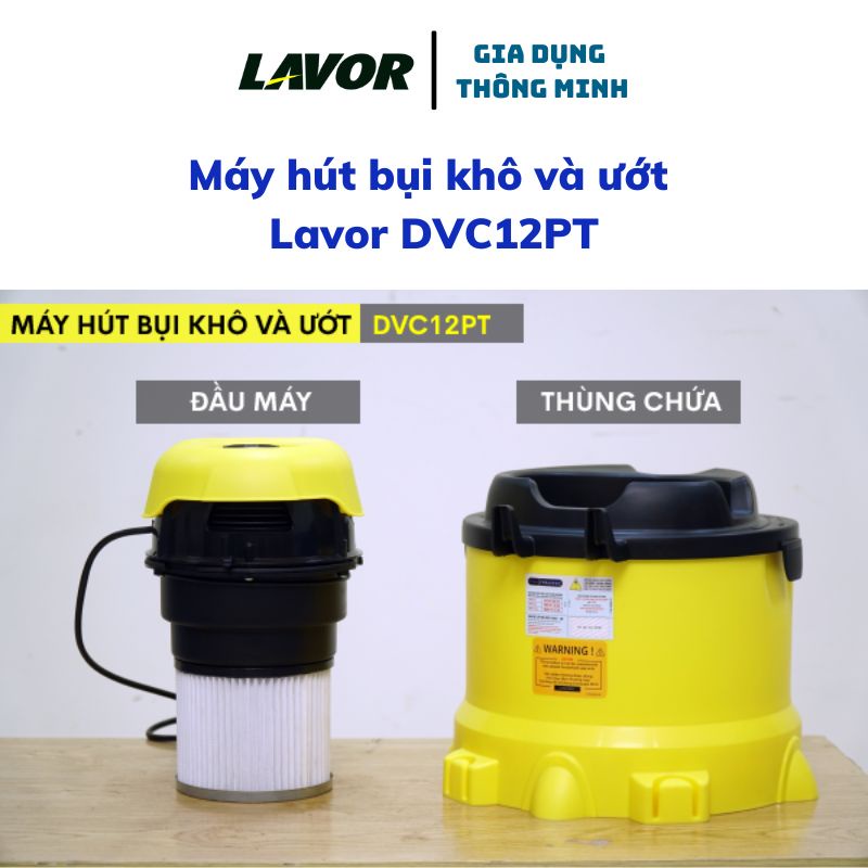Máy hút bụi khô và ướt Lavor DVC 12PT máy hút bụi công suất lớn, nhập khẩu chính hãng Italia bảo hành 12 tháng