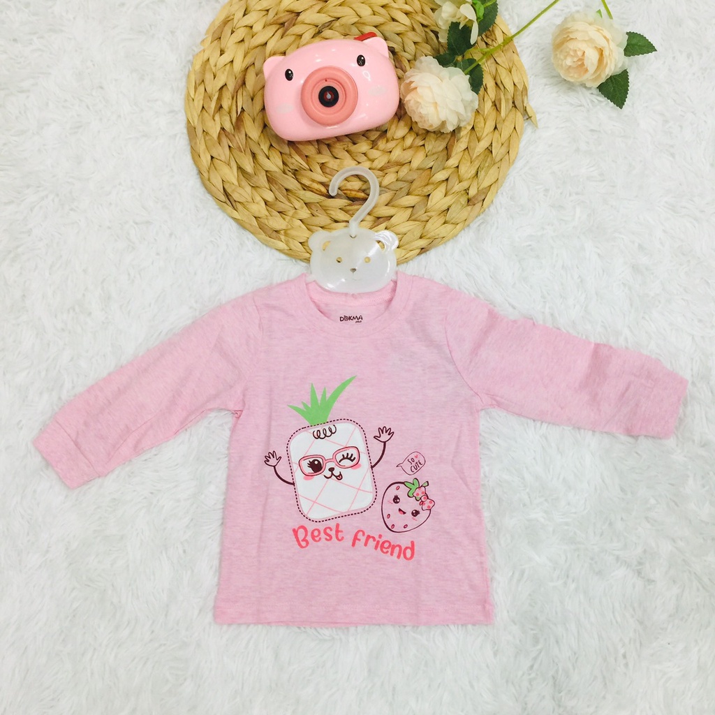 Áo thun dài tay thu đông vải cotton cho bé trai bé gái Dokma sale size 6M-24M DA256 Lamiha
