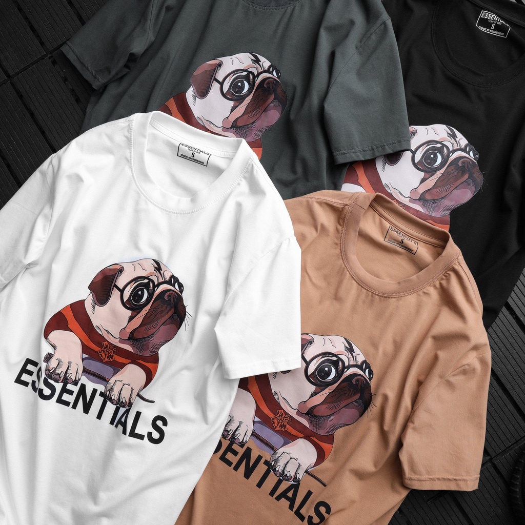 [Ảnh thật] [VNXK] Áo thun tay lỡ nam nữ Cotton oversize form rộng mẫu chó pug