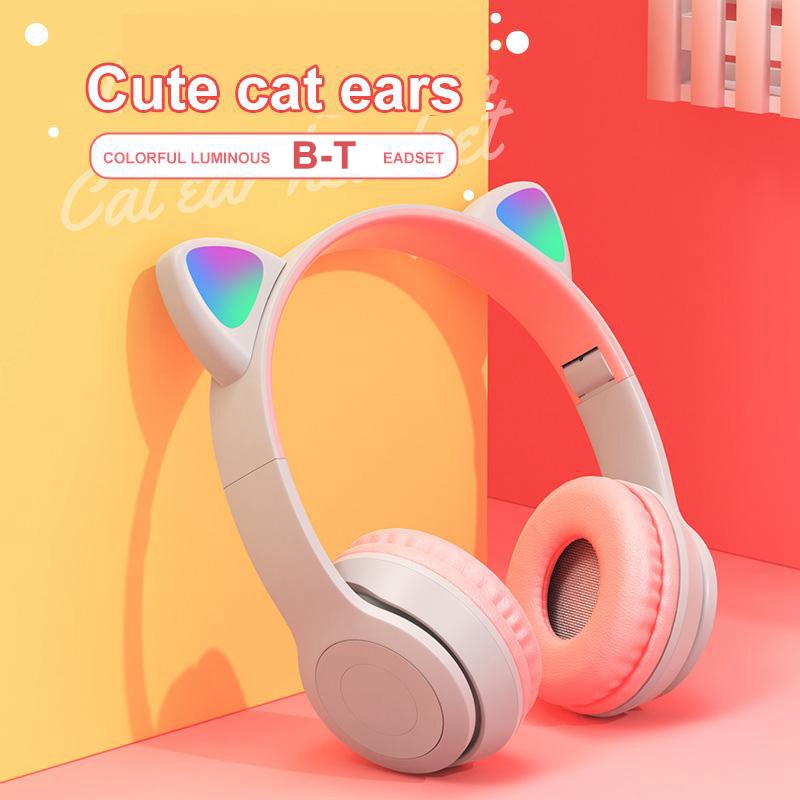 Tai Nghe Bluetooth Hình Tai Mèo P47M Kèm Mic Thoại