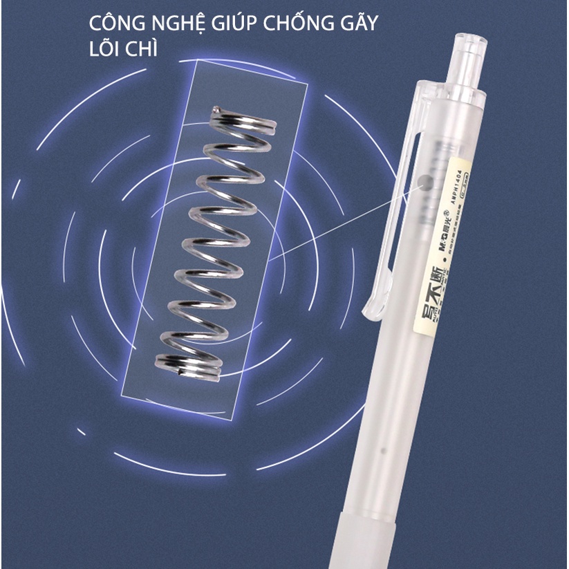 Bút chì kim công nghệ tự trôi ngòi độc đáo AMPH1404 thân màu trắng phong cách Nhật Bản đơn giản chất lượng phong cách