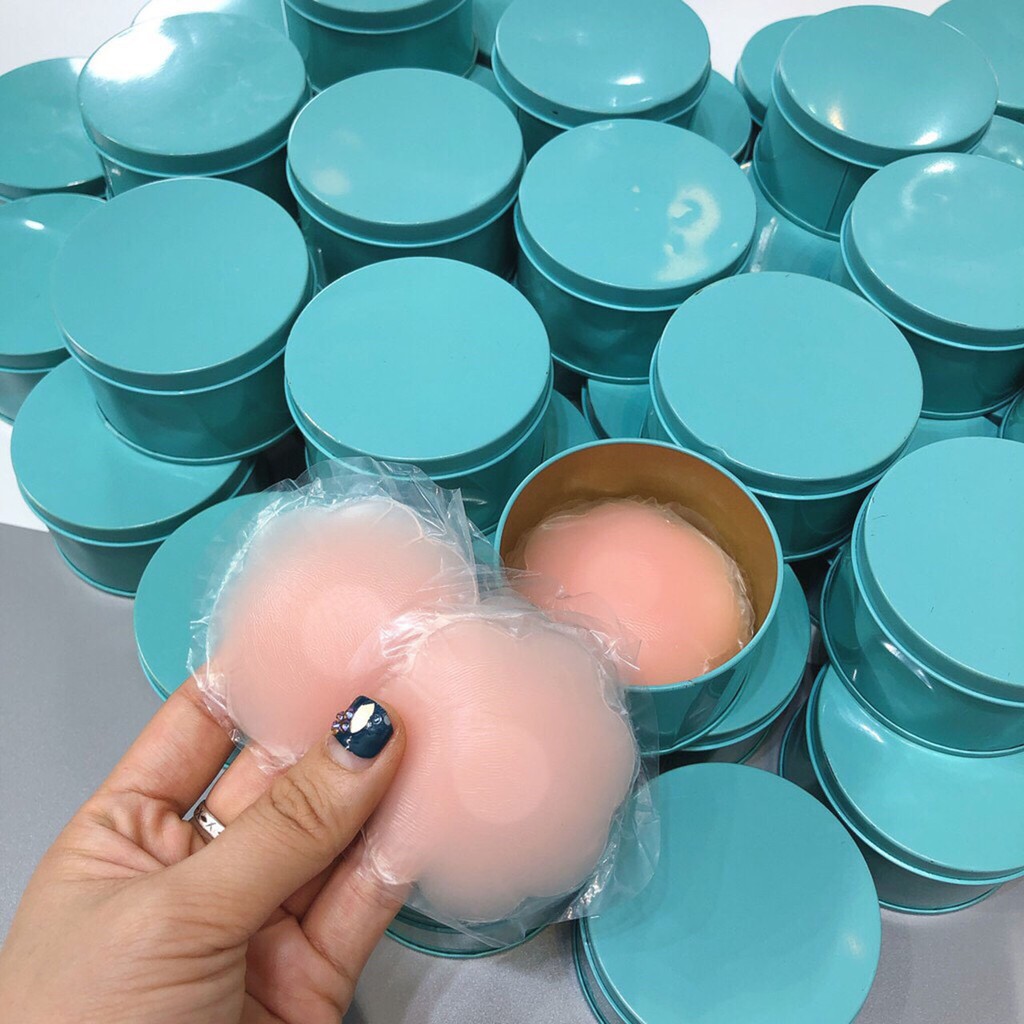 Miếng dán ngực silicon hộp sắt , miếng dán nhũ hoa tàng hình không gian eva KGE