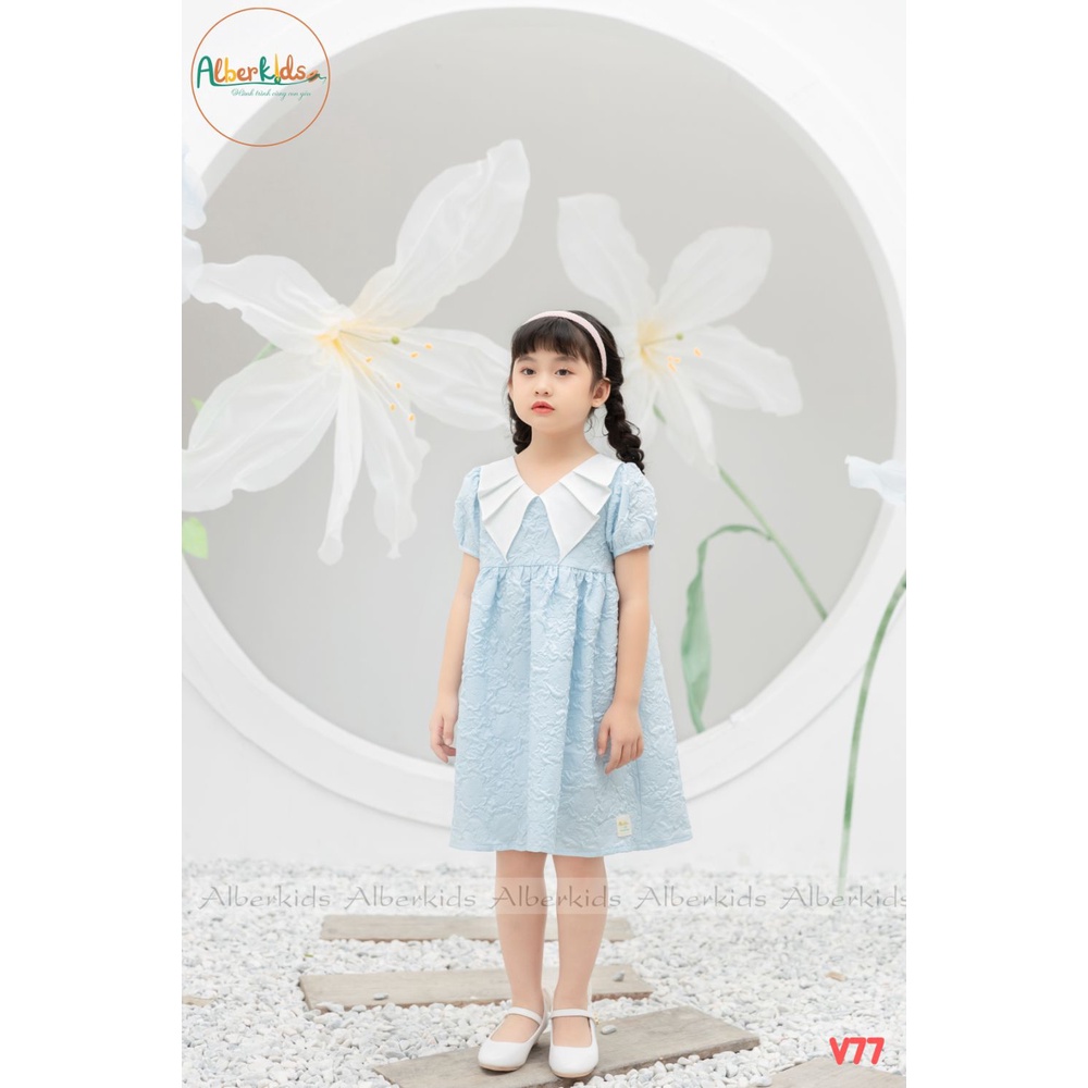 Váy bé gái ALBERKIDS xanh xốp hoa 2 lớp công chúa xinh đẹp cho trẻ em 2,3,4,5,6,7,8,9,10,11,12 tuổi [V77]