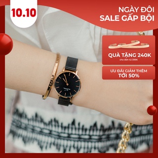 Đồng hồ nữ D.VV PETITE kim loại fullblack (size 28mm/32mm)