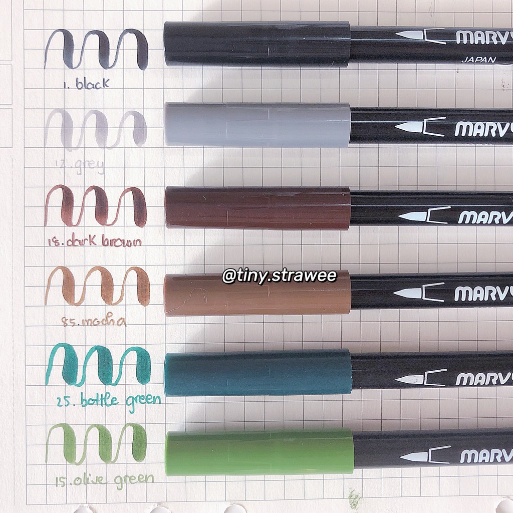 Bút đầu brush MARVY LePlum II Bảng 4 (tone nâu xám đen)