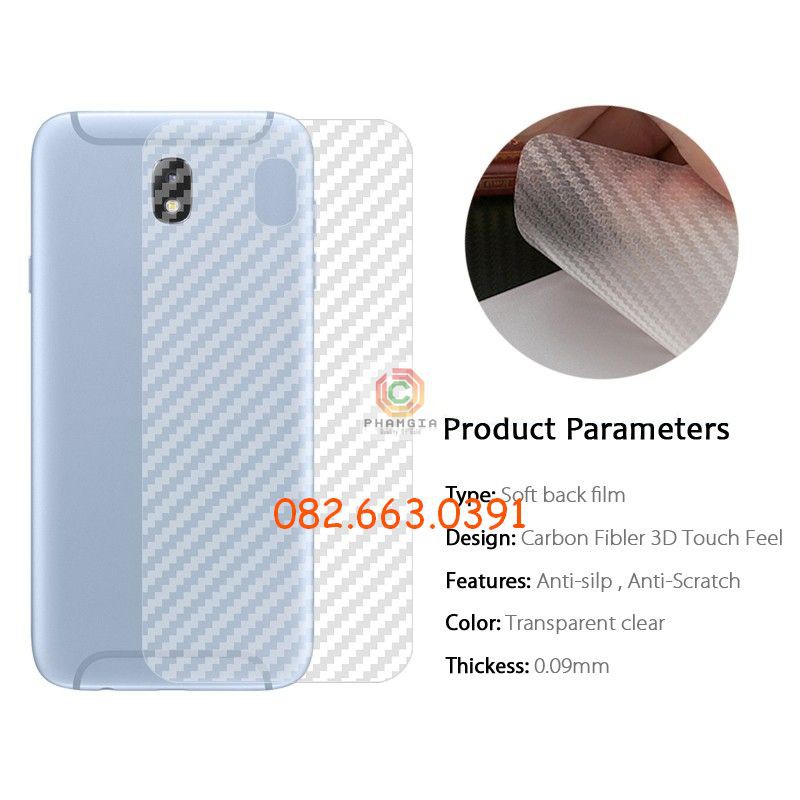 Miếng dán mặt lưng skin carbon Samsung Galaxy J3 (2015)/ J3 (2016)/ J310/ J3 Pro