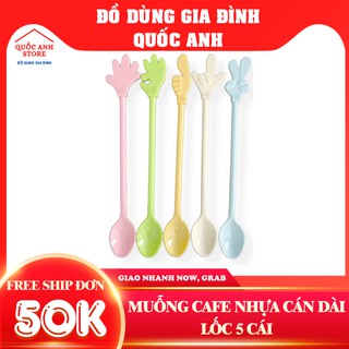 Muỗng Cafe Đá Chanh Cán Dài Nhựa Nhiều Kiểu Dáng Đẹp Lốc 5 Cái