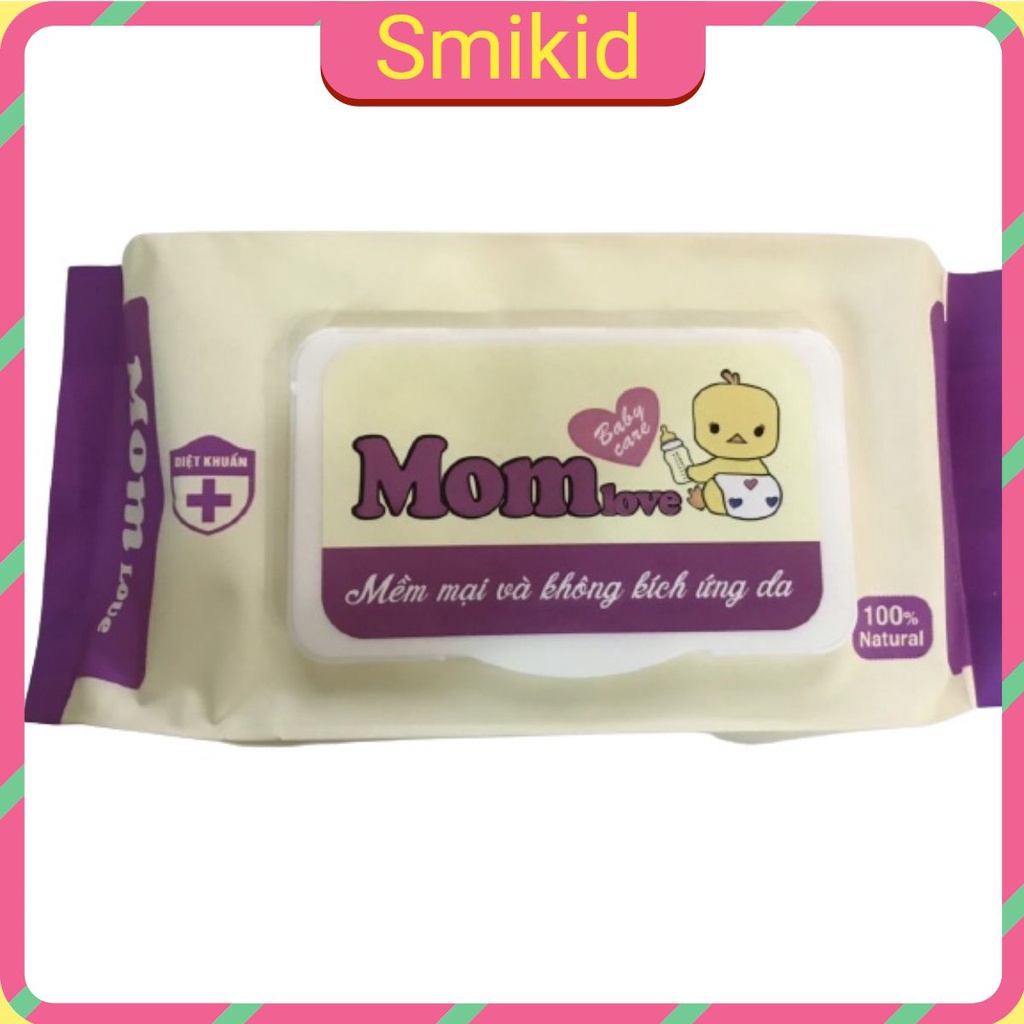 Khăn Giấy Ướt Momlove mềm mại và không kích ứng da 100 tờ chính hãng Bảo Quyên