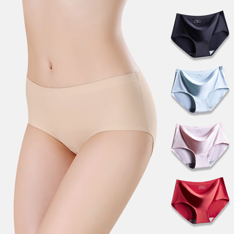 Quần Lót Lụa Không Đường May Size Lớn Quyến Rũ Cho Nữ Chất Vải Mỏng Mát Mịn Màng Kháng Khuẩn Cao Cấp Co Dãn Thoải Mái