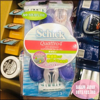 Set 3 Dao Cạo Wax Lông SCHICK QUATTRO 4 Dành Cho Nữ