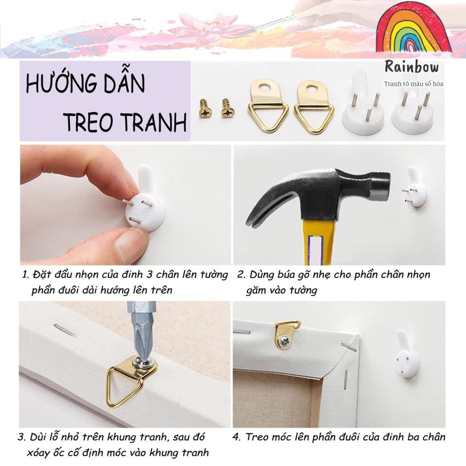 Tranh tô màu số hóa Rainbow Thư pháp TP024