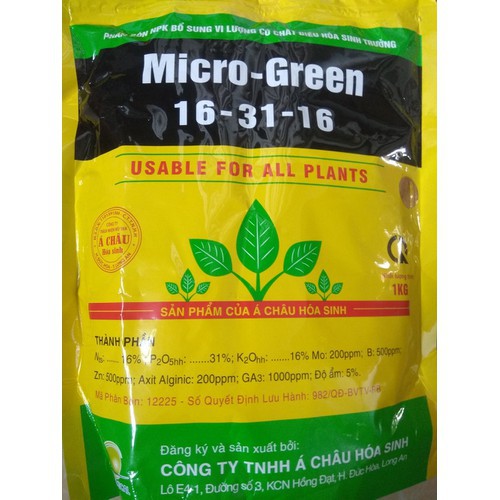Phân bón  NPK  Micro -Green tạo mầm hoa cực mạnh  16-31-16 - gói 1Kg