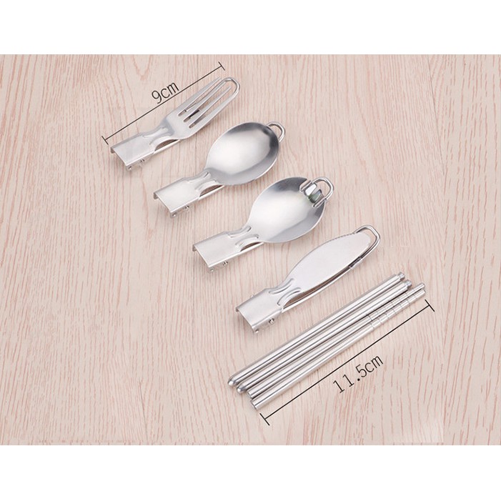 Muỗng/nĩa/đũa XIAODUOJIAJU bằng thép không gỉ xếp gọn cho cắm trại picnic
