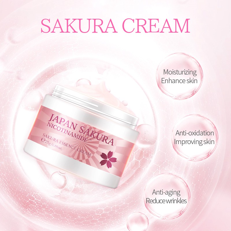 Kem tinh dầu Sakura dưỡng ẩm chăm sóc da ngăn ngừa nếp nhăn lão hóa LAIKOU 25g