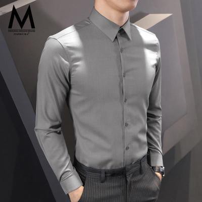 【Non-iron shirt】Men Formal Button Smart Casual Plus Size Long Sleeve Slim Fit Men's long sleeve summer thin fashion Korean casual inch shirt business slim men's shirt fashion