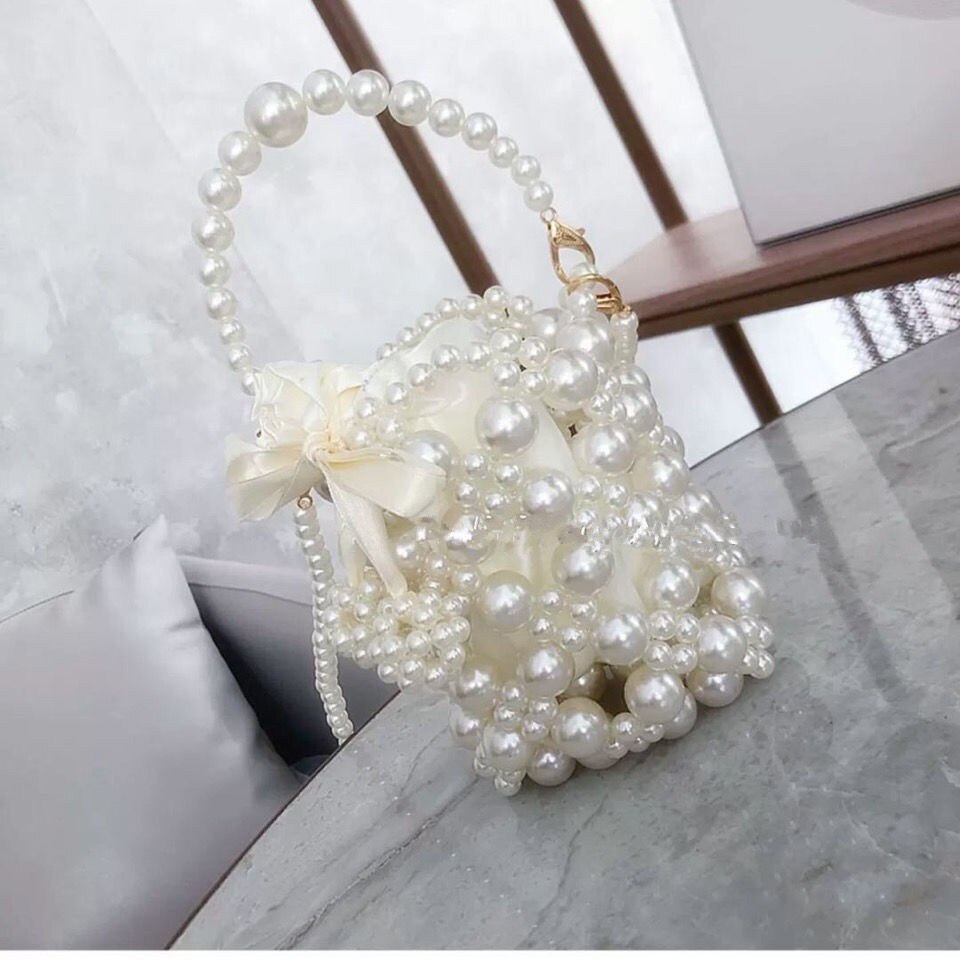 Túi Đeo Chéo JASMIN NOIR Dáng Vuông Nhỏ Đính Ngọc Trai Nhân Tạo Thời Trang Cao Cấp Cho Nữ