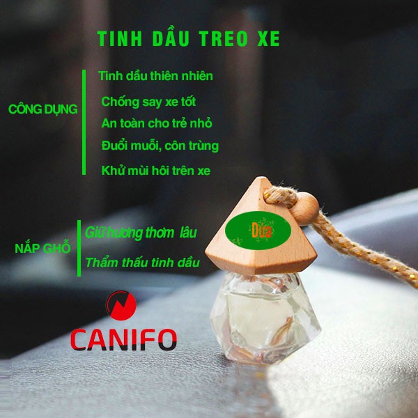 Tinh dầu treo xe dứa thơm Canifo có kiểm định chất lượng, lọ treo tinh dầu khử mùi oto, treo tủ quần áo, treo thơm phòng