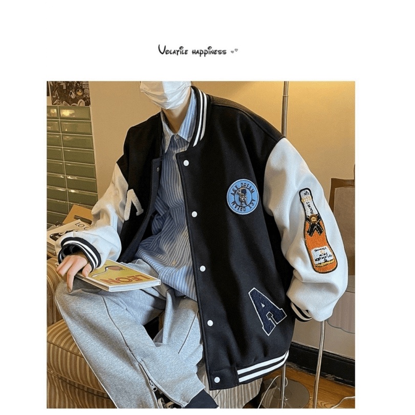 ÁO KHOÁC BOMBER NAM NỮ PHỐI HỌA TIẾT CHỮ THỜI TRANG CÁ TÍNH SÀNH ĐIỆU THỜI TRANG PHONG CÁCH HÀN