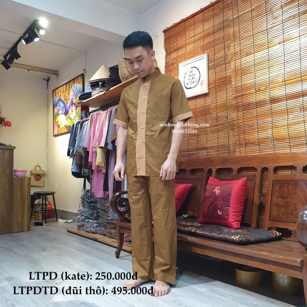 Áo Lam Đi Chùa Cho Nam Tay Ngắn Phối Màu dành cho Phật tử - cư sĩ tại gia mọi lứa tuổi