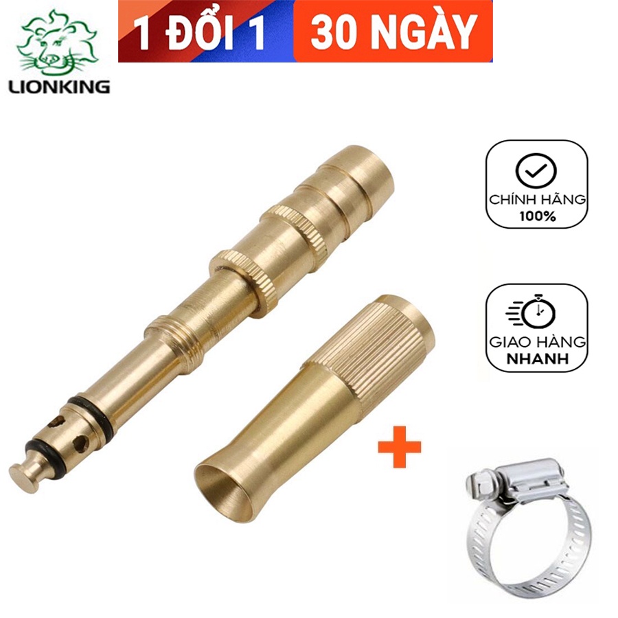 Đầu vòi xịt tăng áp đồng thau tặng kèm cổ dê, tưới cây, vệ sinh nhà cửa, rửa xe KN200B
