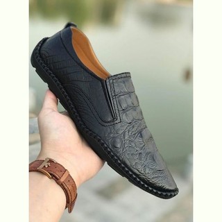 GIÀY LƯỜI NAM DA THẬT 100% 💦💦💦[DA MỀM]💦💦💦[DẬP VÂN CÁ SẤU] [BỀN, RẺ, ĐẸP] [BẢO HÀNH LÊN ĐẾN 12 THÁNG]