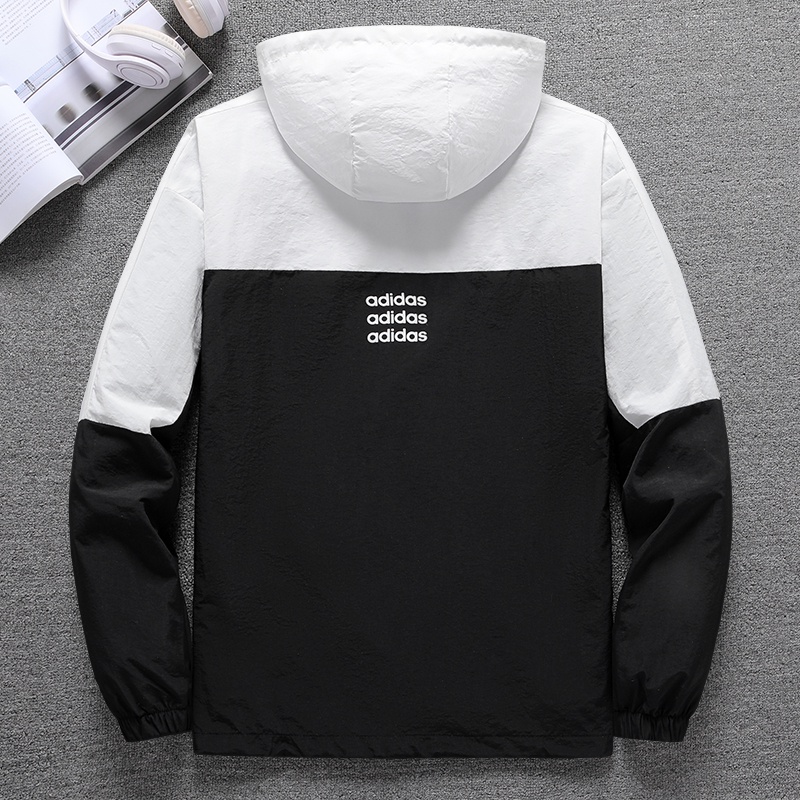 Áo Khoác Gió Adidas Màu Trơn Phối Khóa Kéo Thời Trang Cho Cặp Đôi