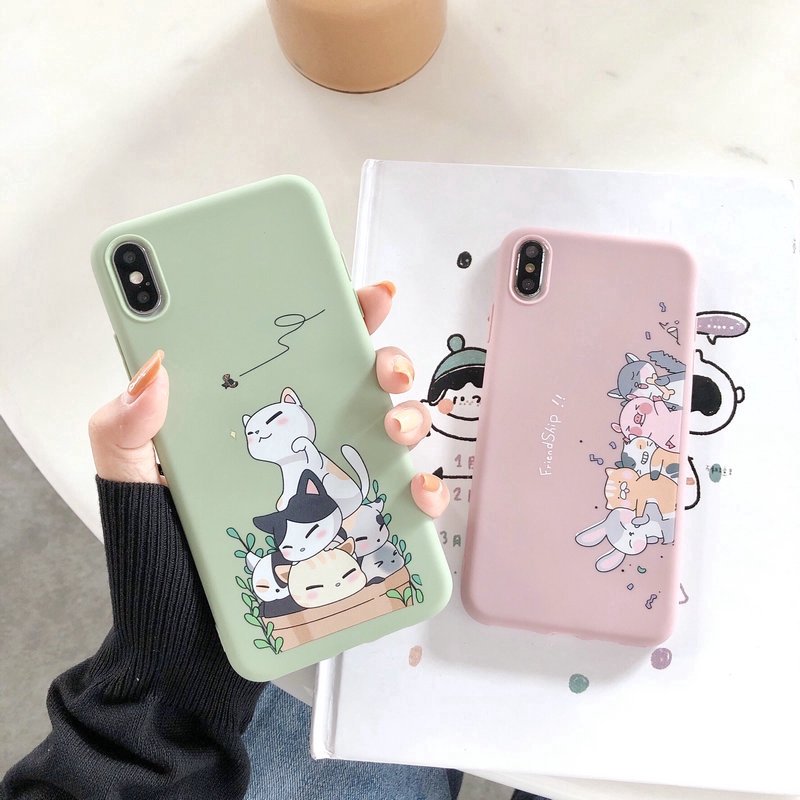 ST| Couple Flower Cat Case for Vivo S1 Pro Y33S Y21 Y21S Y12A Y20 Y20s Y12s 2021 Y30i Y30 Y50 Y19 Y11 Y12 Y15 Y17 Y65 Y71 Y81 Y91 Y93 Y95 V5s V5 V7 Plus V9 V5 V11 V15 Z1 Pro U10