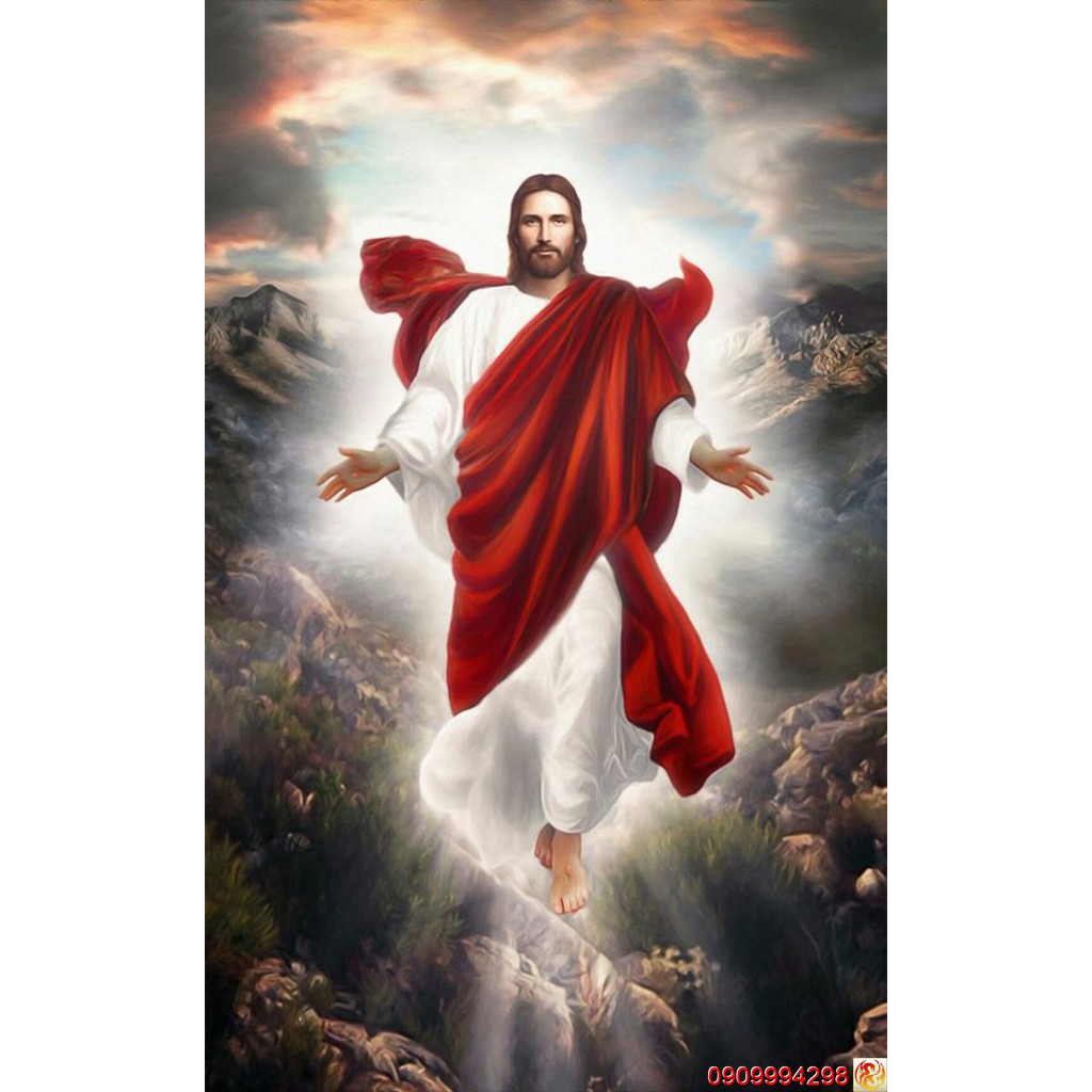 Tranh dán tường 3d hình Chúa Jesus, Hình Đức Mẹ Maria