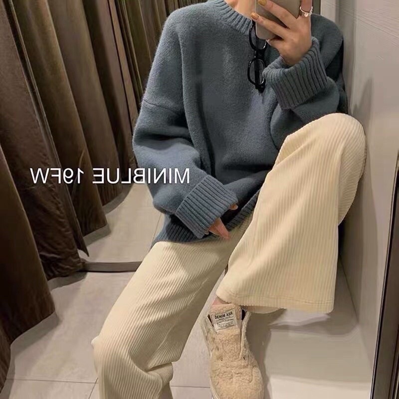 Quần ống rộng nữ Ulzzang Chất Nhung Tăm Xuất Hàn, Cạp Cao Khoá Trước Siêu Xinh