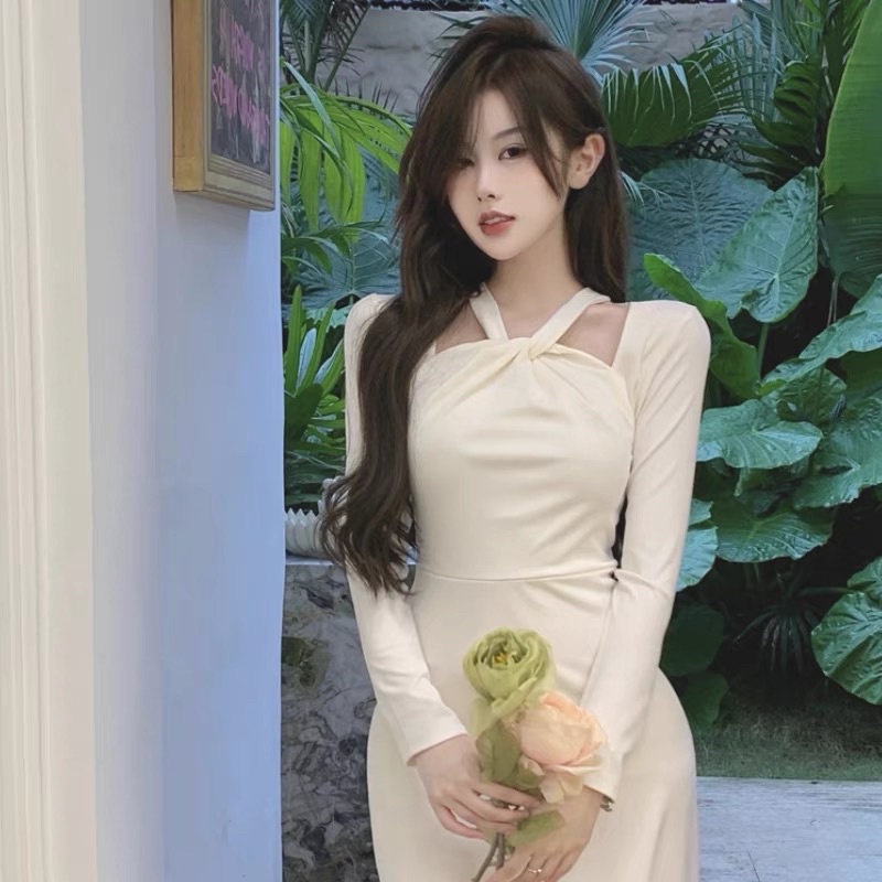 Váy body thiết kế kiêu Pháp cho mùa thu -hàng chuẩn không phai hàng xưởng may lại