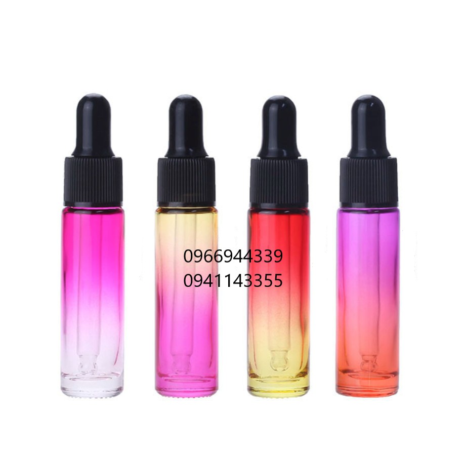 Combo 3 Chai thủy tinh grandient nắp bóp giọt 5ml 10ml cao cấp, chiết nước hoa, tinh dầu, 7 màu