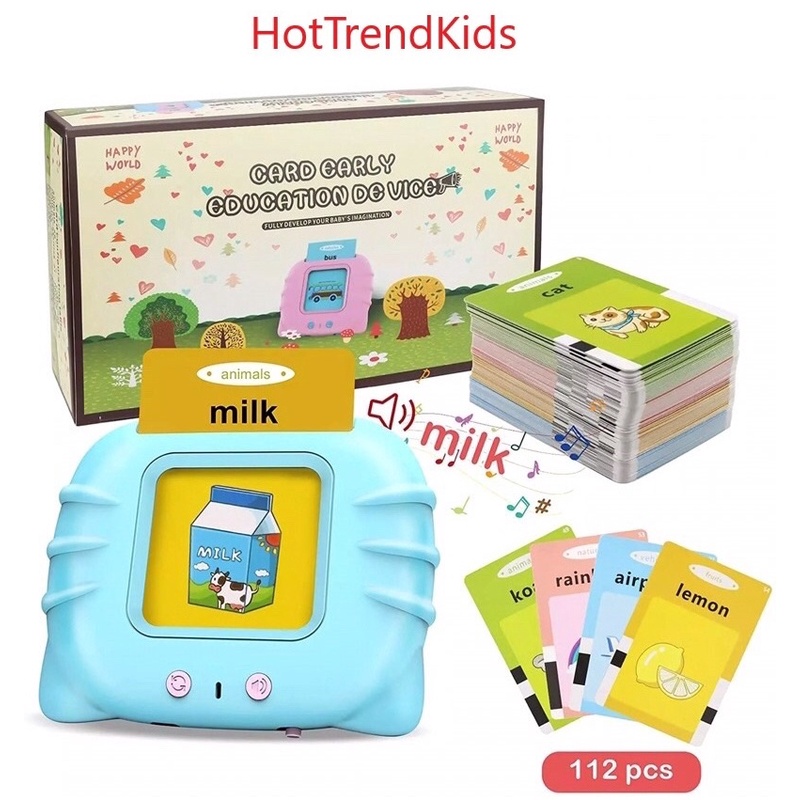 Máy đọc thẻ tiếng anh, máy đọc từ vựng tiếng anh flashcard 224 từ vựng, cổng sạc USB không sóng điện từ