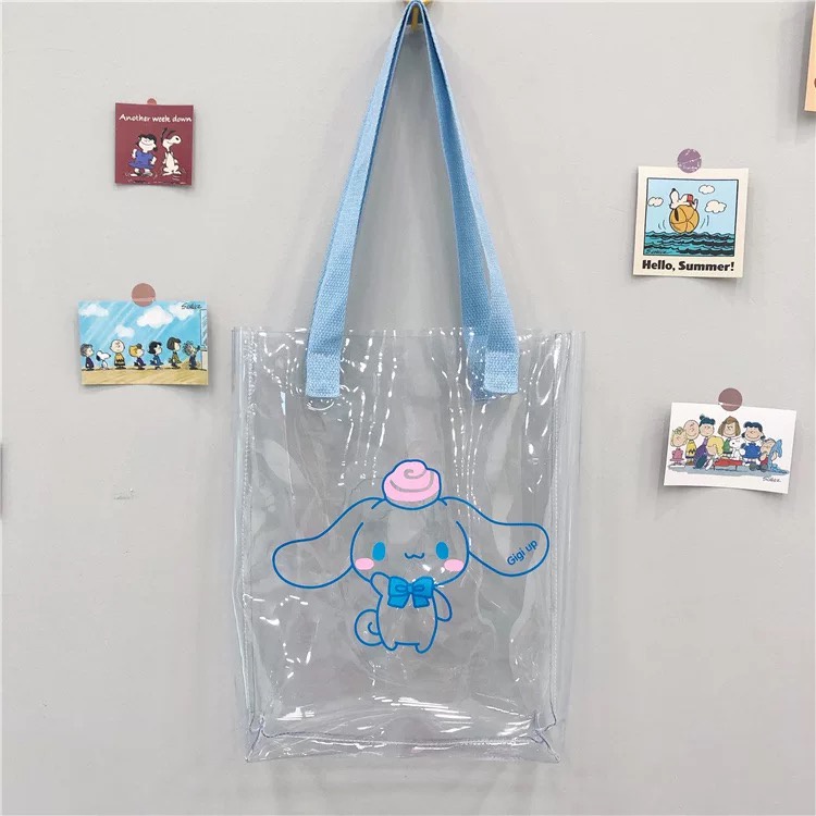 Túi đựng đồ trong suốt in hình gấu sức chứa lớn dành cho bạn nữ dùng khi đi du lịch Túi đeo vai