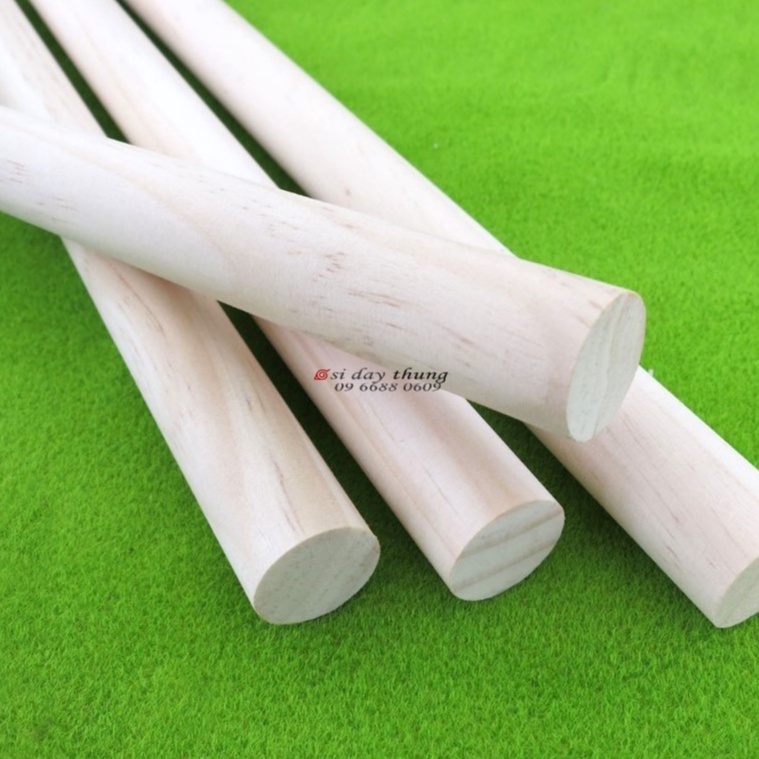 Thanh gỗ tròn 2.5cm, dài đủ size, thanh gỗ thông tròn, làm macrame, làm mô hình, decor, DIY, THÔNG MỸ NK