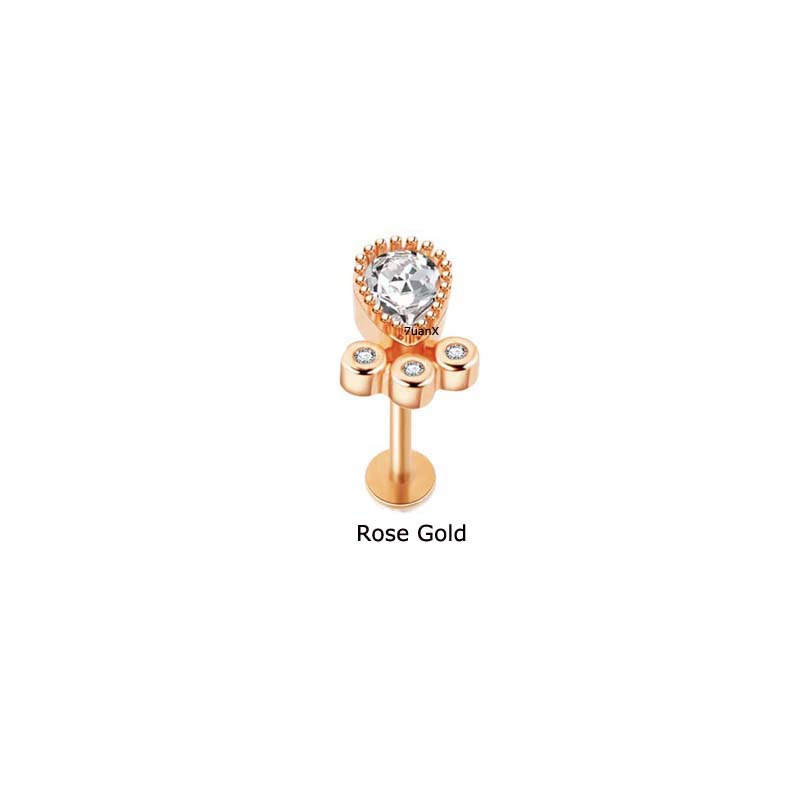 1 Khuyên Xỏ Cơ Thể Bằng Thép Không Gỉ Đính Đá Zircon 16g