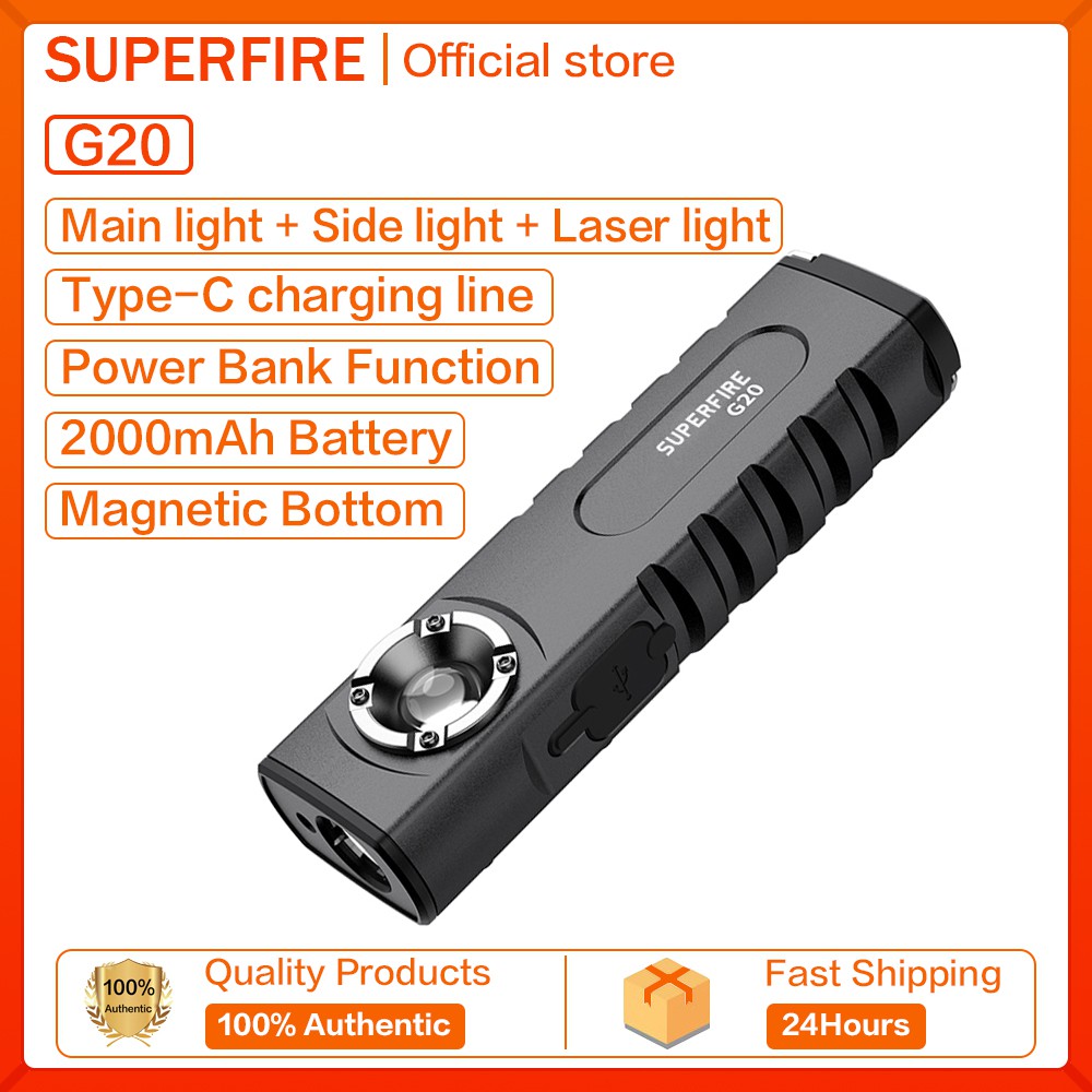 [Mã LIFEHLDEC giảm 10% đơn 99k] Đèn pin LED Supfire G20 có laser cỡ nhỏ hỗ trợ sạc USB đa năng
