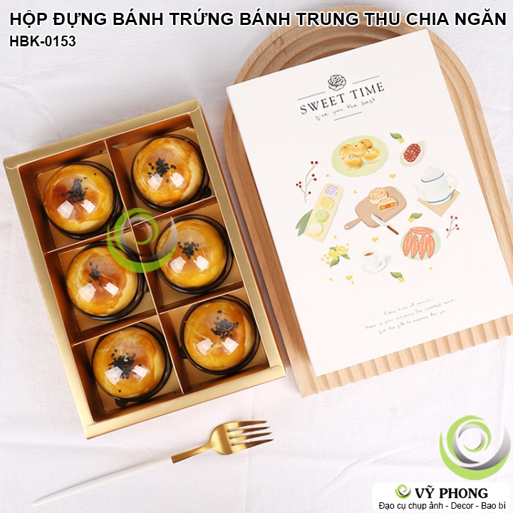 HỘP GIẤY ĐỰNG BÁNH TRUNG THU CHIA 6 NGĂN SWEET TIME ĐỰNG QUÀ TẶNG CÁC DỊP LỄ TẾT HBK-0153