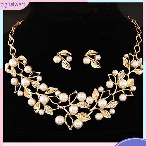 Bộ Trang Sức Vòng Cổ + Bông Tai + Vòng Tay Ngọc Trai Giả Thanh Lịch Cho Cô Dâu