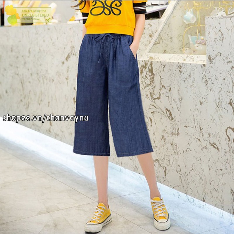 Quần Denim nữ Giả Jean dạng lửng 2 màu xanh đậm, xanh nhạt Size S,M,L chihung MT147 hàn quốc chuẩn store freeship 50k