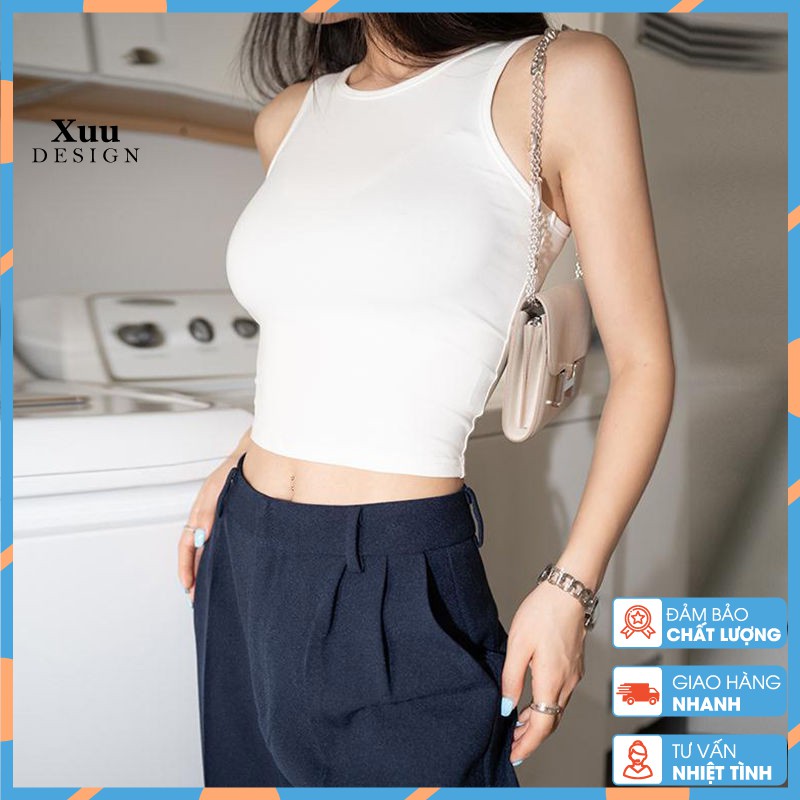 Áo croptop nữ Xuu Design, Chất cotton mặc boby, áo ba lỗ cộc tay kiểu ôm vải co giãn AD04 | BigBuy360 - bigbuy360.vn