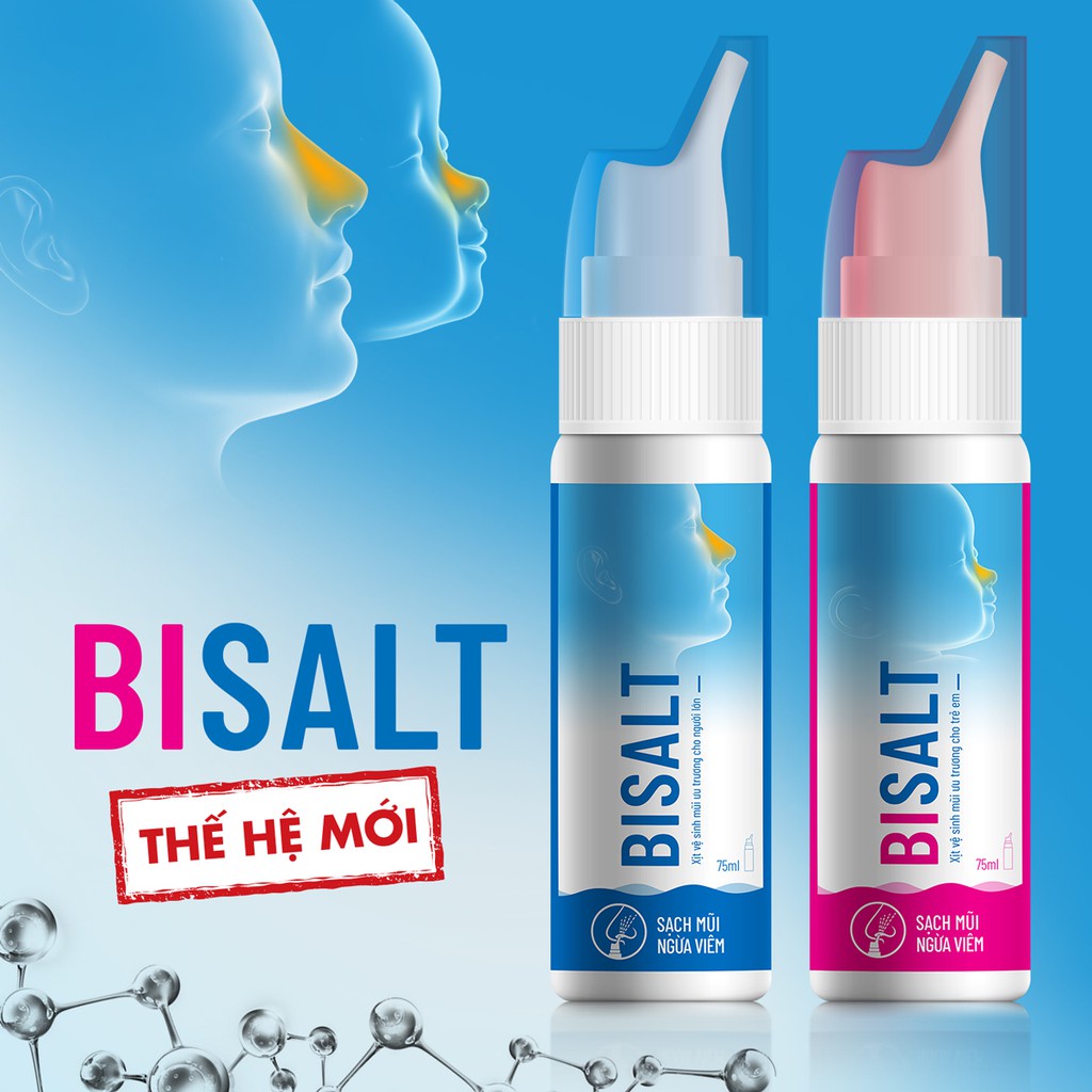 Xịt Vệ Sinh Mũi Nano Bạc BISALT Cho Người Lớn (Chai 75 ml)