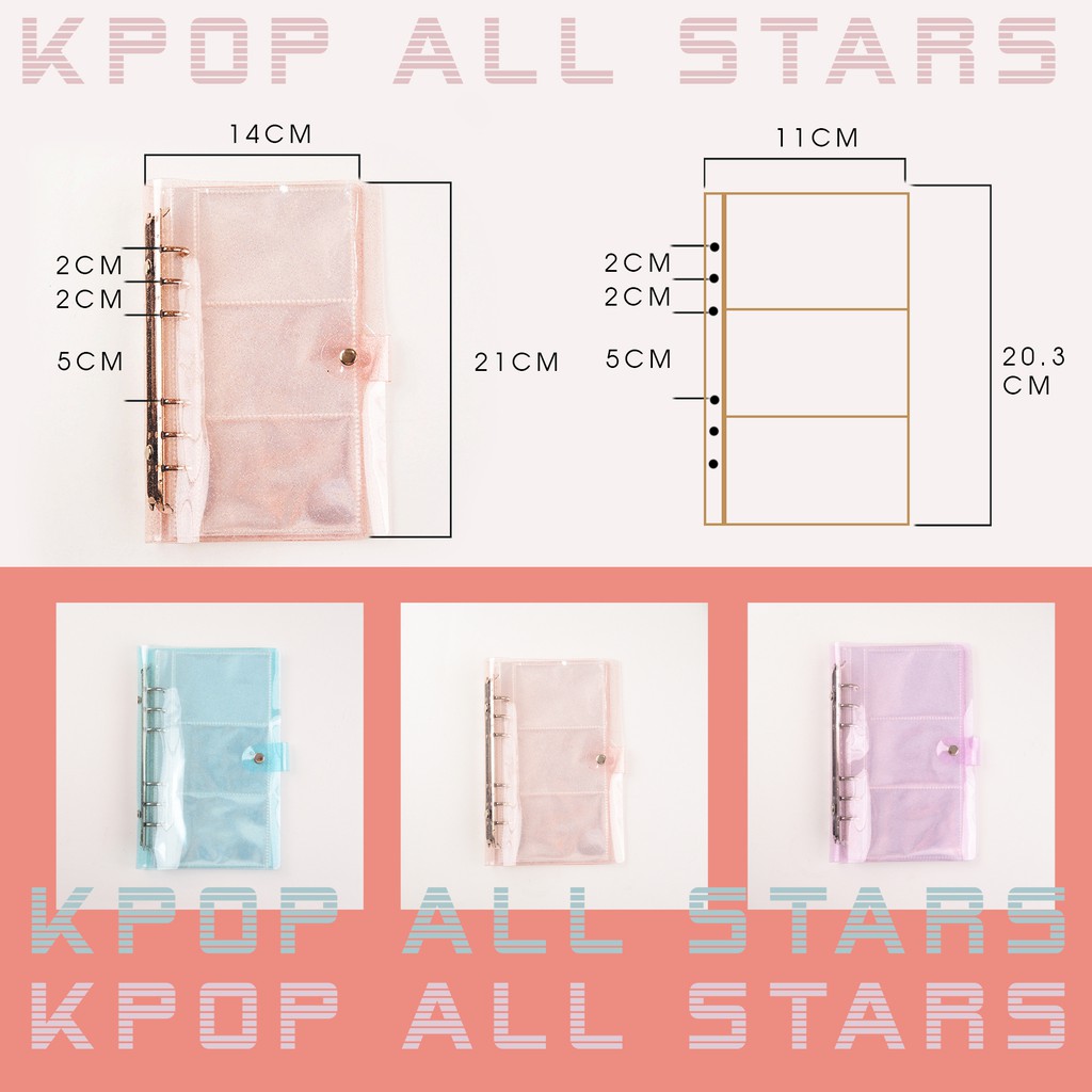 BINDER ĐỰNG CARD- BÌA DẺO GLITTER BLING BLING đựng card KPOP ALL STARS- BDA5SHEET3