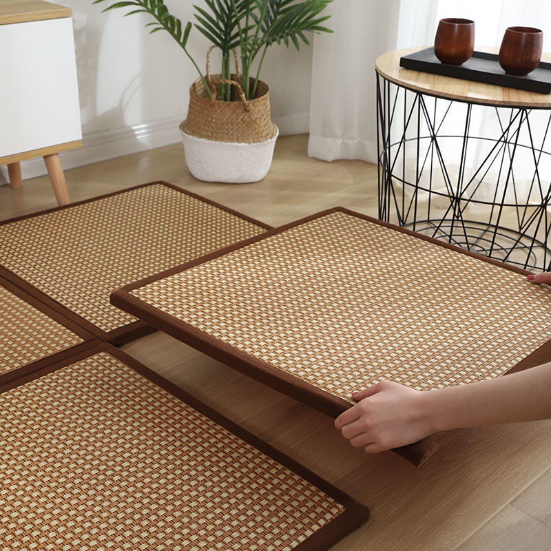 Có thể được nối thảm trải sàn Làm bằng tre tự nhiên 60x60cm chiếu mây tatami mùa hè dày chống trượt thoáng mát thảm lau chân thảm trải sàn phòng ngủ thảm trải sàn phòng khách