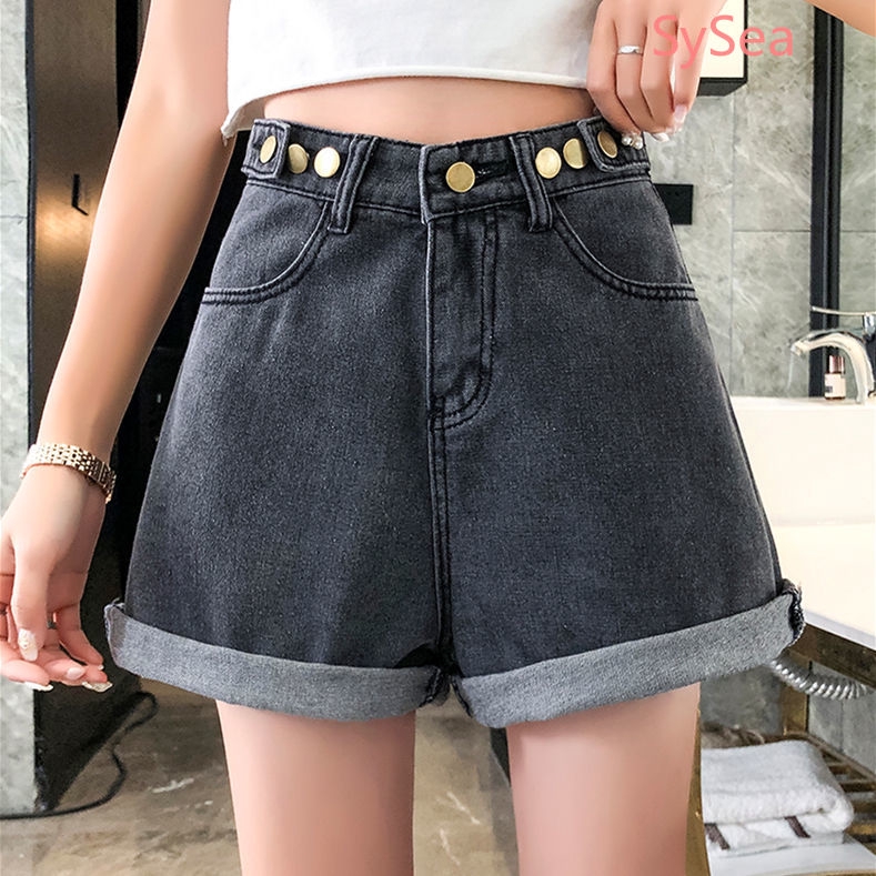 Quần Short Jean Lưng Cao Ống Rộng Thời Trang Mùa Hè Cho Học Sinh
