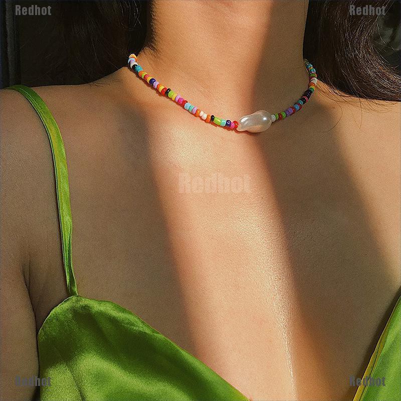 Vòng Cổ Choker Handmade Đính Hạt Nhiều Màu Phong Cách Boho