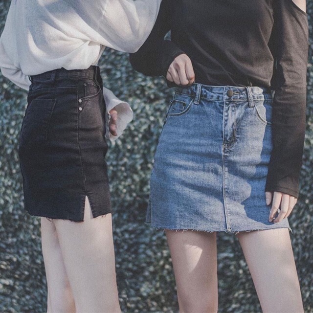 CHÂN VÁY JEANS NGẮN BASIC XẺ LOẠI ĐẸP (CÓ QUẦN LÓT TRONG)