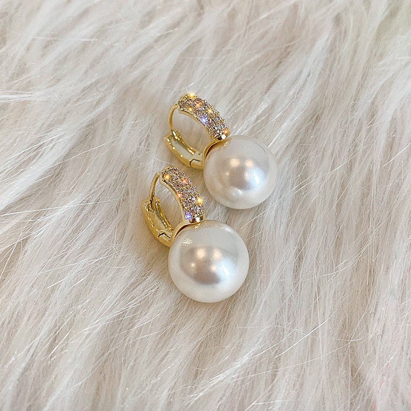 Bông tai ngọc trai nhân tạo 14mm, khóa chốt mạ bạc 925, mạ vàng 10k, thiết kế mới của năm 2021